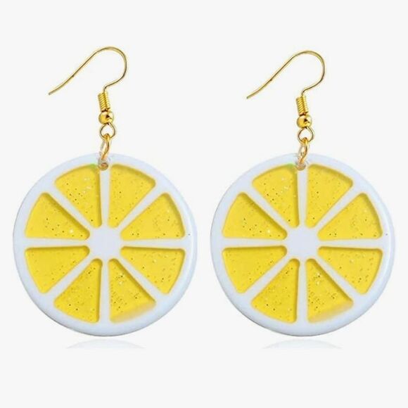 🩵NIB Yellow Lemon Slice Dangling Earrings - Picture 1 of 6